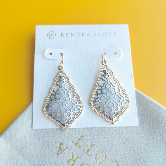 Kendra Scott Addie Gold Silver Filigree Mix Earrings - Picture 1 of 3